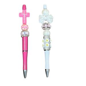 Pink and White Beaded Pens